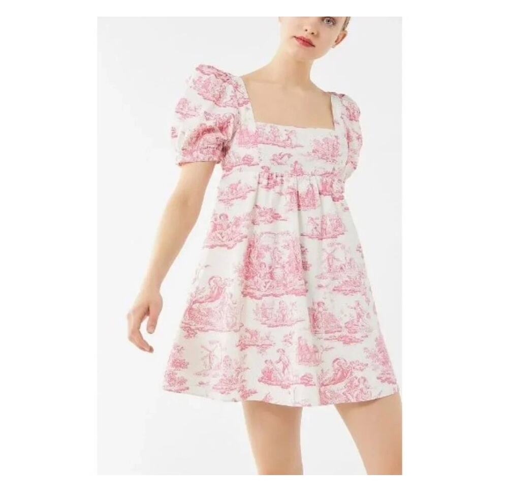 Laura Ashley Urban Outfitters Penelope Cherub Babydoll Dress Pink White Size XS